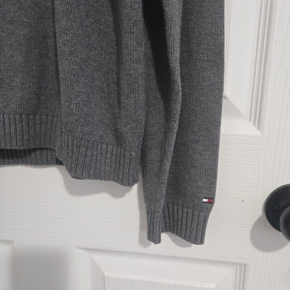Tommy Hilfiger Vintage Knitted Sweater Unisex L/XL Retro 90s Y2K Gray Cotton - Picture 4 of 11